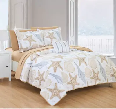 Chic Home Design - BQS11145 - Maritime 4Pc. Bastille Quilt & Sham Bed Set - King • $89.99