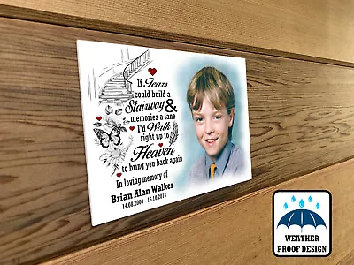 Outdoor Memorial Bench Plaque Personalised Photo Grave Marker Remembrance Gift • £10.99