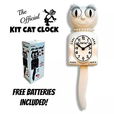 WHITE LADY KIT CAT CLOCK 15.5  Free Battery MADE IN USA Official Kit-Cat Klock • $69.99