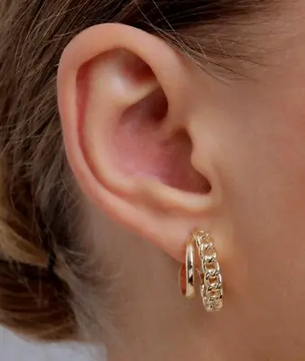 £3.99 • Buy New Double Geometric Hoop Chain Effect Statement Gold Silver Earrings Uk Seller