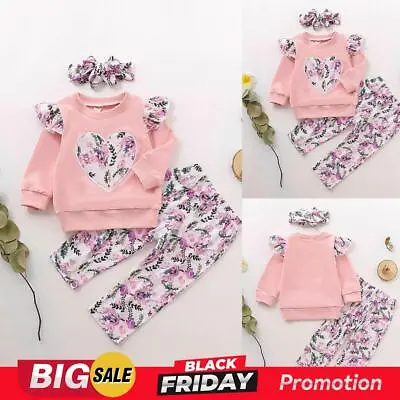 £7.49 • Buy Toddler Kids Baby Girls Floral Tracksuit T Shirt Tops Pants Outfits Clothes Set