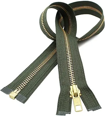 26 Inches Metal Zipper YKK #5 Golden Brass Medium Weight Separating Made In USA • $3.09
