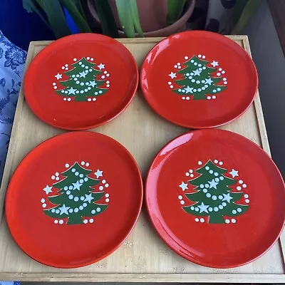 Waechtersbach Christmas Tree Stars 7 3/4  Salad Dessert Plates Germany Set Of 4 • $45