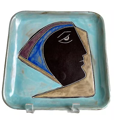 Mara Mexico Art Pottery Square Plate Platter Tray Abstract Face 8 3/4  • $38