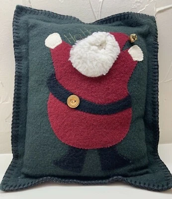 $17 • Buy Vintage WOOF & POOF Pillow Santa Christmas 10 ×12  Dark Green Plush, Very Nice