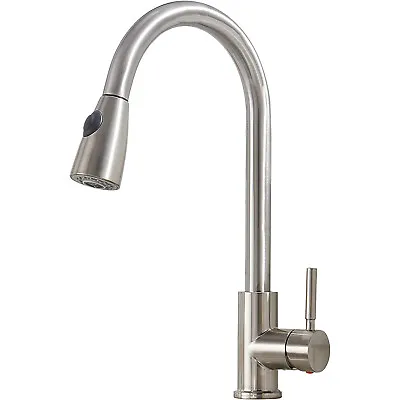 Commercial Kitchen Sink Faucet Pull Out Sprayer Mixer Tap Brushed Nickel&Cover • $21.99