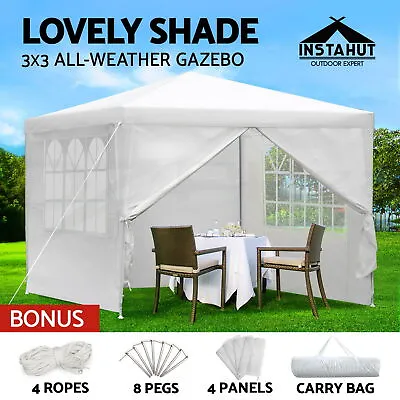 Instahut Gazebo 3x3 Outdoor Marquee Party Wedding Outdoor Tent Canopy Wall • $69.95