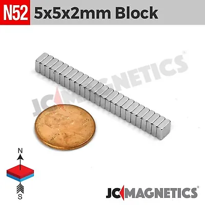 Magnet Block 5mm X 5mm X 2mm N52 Super Strong Rare Earth Neodymium 5x5x2mm • $13.50