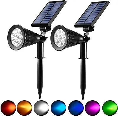 7LED Solar Spot Lights LED Colour Changing Projection Stake Garden Light Outdoor • £18.99