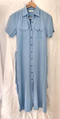 NEW Amanda Smith LINEN & SILK Blue Shirt Dress W/Belt Size 6 Women's • $35