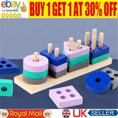 £5.89 • Buy Wooden Toys For 1 2 3 4 5 Years Lead-free Old Boys Girls Toddler Educational Ss
