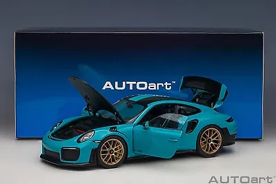 Autoart Porsche 911 (991.2) GT2 RS Weissach Package Miami Blue In 1/18 Scale New • $214