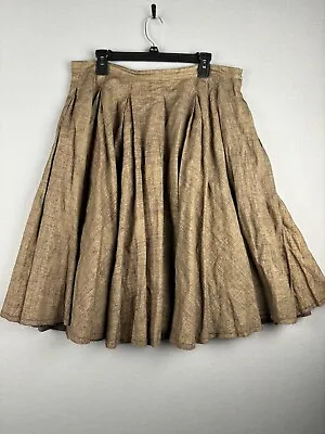 Charles Nolan Skirt Womens 12 Linen Pleated Flared A Line Circle Flowy Boho 2669 • $49.99