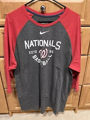 Washington Nationals Nike Tri-blend 3/4 Sleeve Raglan T-shirt - Heathered XL • $15