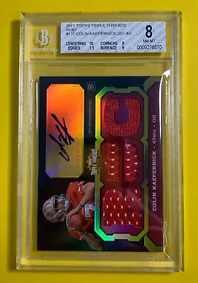 2011 Topps Triple Threads /10 Ruby #131 Colin Kaepernick Jersey Auto - BGS 8 • $149.99