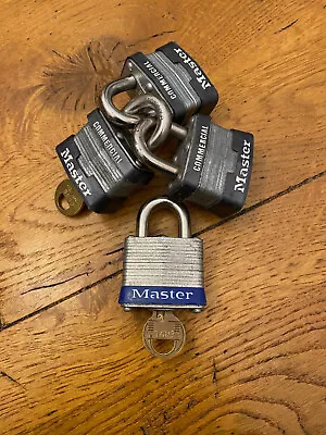 Lot Of 4 No 3 Master Locks COMMERCIAL LOCKS KEYED ALIKE PADLOCKS *FOUR LOCKS* • $12.95