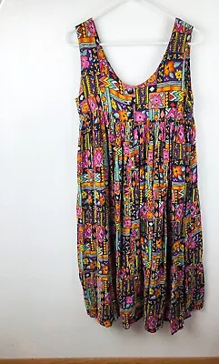 Lord &Taylor Vintage Sleeveless Dress SZS Pink Purple Multi Print Hippie  A15 • $27.99