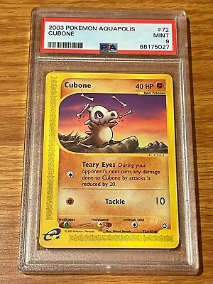 Pokémon Card Cubone #72 - 2003 Aquapolis E-Reader - PSA 9 MINT • $5.50