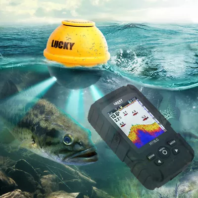 UK 2.8  Color Screen Wireless Sonar Echo Sounder 45M Fish Finder + Flash Lamp • £95.99