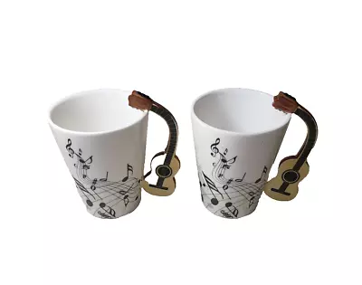 Guitar Handle Musical Mug Set Of 2 Music Notes • $12.50