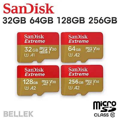 £9.99 • Buy SanDisk Micro SD Card Extreme 32GB 64GB 128GB 256GB Class 10 Memory Card