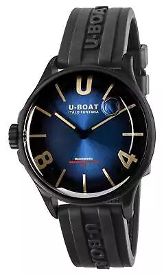 U-Boat Darkmoon Black PVD Blue Dial Black Rubber Strap Quartz Mens Watch 9020 • $779