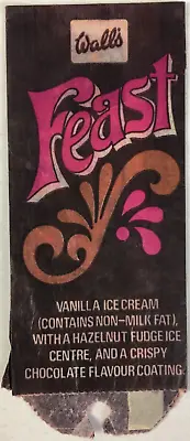 Feast 1970s Wall's Ice Cream Original UK Iced Lolly Wrapper - Very Good / Rare • £69.99