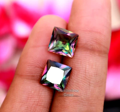 $33.74 • Buy AAA+ Loose Gemstone 2 Pcs Bi Color Certified Princess Shape New Alexandrite