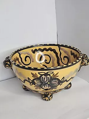 EGERSUND NORGE FOOTED BOWL WITH HANDLES 1930s HAND PAINTED RARE • £76.17