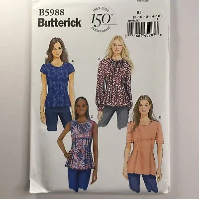 Butterick 5988 Semi Fitted Long Sleeve Nipped Top Shirt Ladies New Uncut Pattern • £11.50