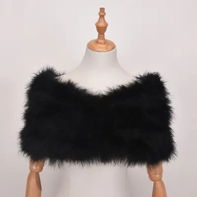 Real Ostrich Feather Fur Shrug Cape Shawl Wraps Bridal Wedding Party Pashmina • $36.99