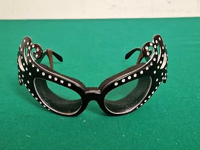 Jewelled Plastic Ornate Dame Edna Everage Style Black Fancy Dress Spectacles • £1.99