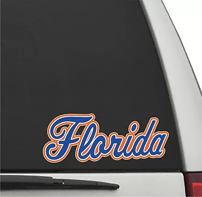 Florida Gators FLORIDA SCRIPT LOGO In Blue Vinyl Decal UF Car Truck Sticker • $3.95