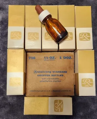 8 Vintage Armstrong RX Glass Medicine Droppers / Bottles - Unused Old Stock • $10