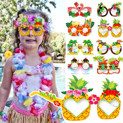 £9.27 • Buy Hawaii Luau Party Paper Glasses Frame Tropical Hawaiian Themed Party Eyeglasses