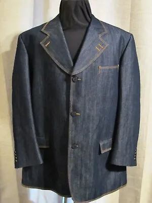 Vintage Mens IL CANTO Denim Blazer Jacket Sport Coat Blazer 48R • $70