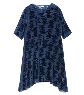 $49.95 • Buy GORMAN Petrol Blue Burnt Out Silk See You Later Crocodile Alligator Dress 8