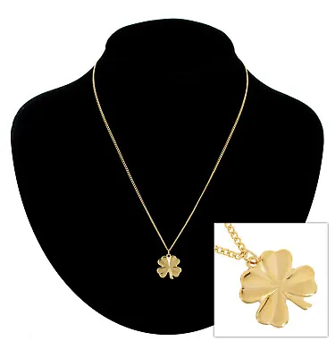 Necklace Pendant Gold Tone Four 4 Leaf Clover Good Luck 16  Chain Ky & Co  USA • $11.99