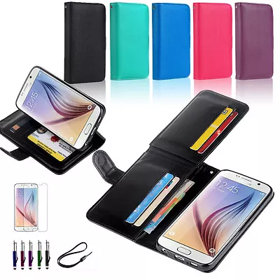 Premium 2in1 LEATHER MAGNET WALLET IWALLETCASE CASE FOR SAMSUNG Galaxy S6 & Edge • $8.99