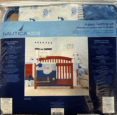 NauticaKids Brody Crib Bedding Quilted Blanket Nautical Whale Blue Ocean Nursery • $59.99