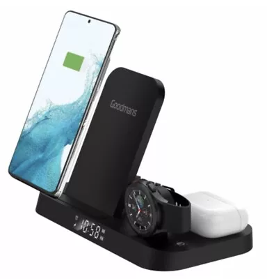 4 In 1 Alarm Clock + Wireless Android Charger Charging Station  • £27.99
