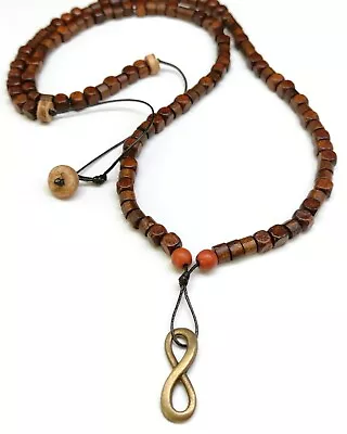 Wood Beaded Necklace Pendant Accessory Wooden Jewelry Gift For Men Women • $19.96