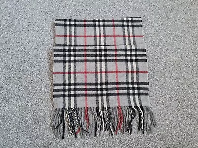 Burberrys Grey/Multicoloured Check Lambswool Scarf 30x172 Cm Approx. • £14.99