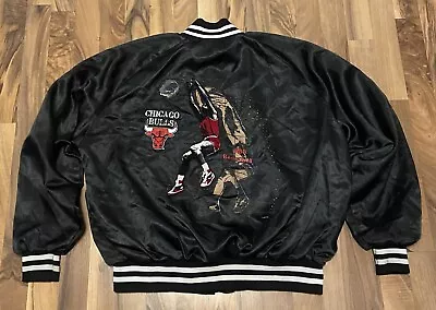 Vintage 80s 90s Chicago Bulls Satin Jacket Men’s Size X-LARGE XL USA Made RARE • $99.95