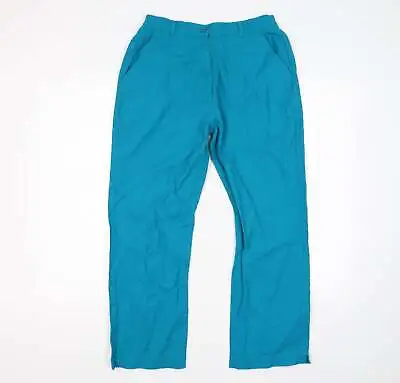 Saloos Womens Blue Linen Trousers Size S L24 In Regular Zip - Lightweight • £7.75