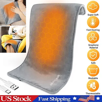 USB Electric Heating Pad Warmer Washable For Back Pain Cramp Relief Warm Blanket • $16.99