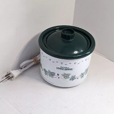 Rival Little Dipper Stoneware Server 2 Cup Mini Crock Pot VTG Model 3204 Green • $20.99