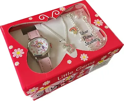 £12.99 • Buy Little Gems Girls Unicorn  Watch With Charm Bracelet And Necklace Gift Set 2228