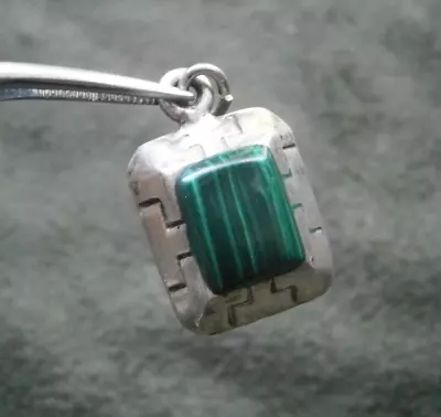 Malachite Vintage Chunky Sterling Silver Pendant ~ 3.5g • $18.50