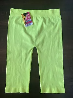 Neon Yellow Clothes Effect Biker Knee Length Shorts Spandex Yoga Leggings • $8.98